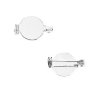 Base broche para cabuchón fondo plano 13 mm - Chapado en plata fina x1