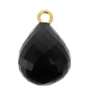 Colgante gota facetada 13x10 mm Plata 925 Chapado de Oro/Onyx Negro x1