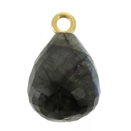 Colgante gota facetada 13x10 mm Plata 925 Chapado de Oro/Labradorita x1
