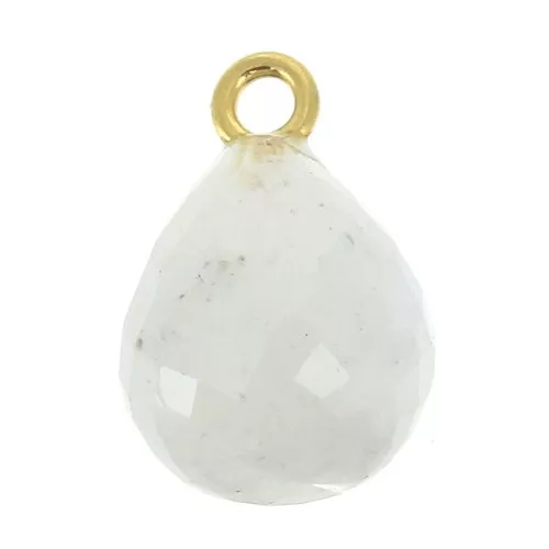 Colgante gota facetada 13x10 mm Plata 925 Chapado de Oro/ Piedra de Luna x1
