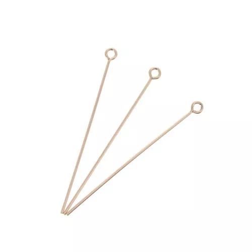 Bastón cabeza de anilla 38x0,60 mm Rosa Gold filled x10