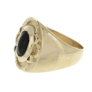 Anillo sello grande mujer engaste Onyx negro talla 58 Chapado de Oro 3 micras x1