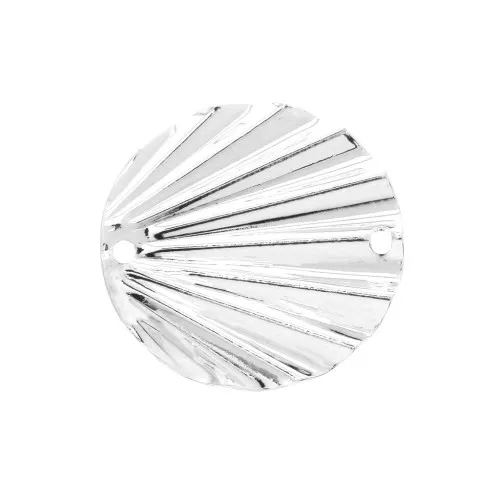 Entrepieza concha efecto plegado 20 mm chapado en plata fina para hacer joyas DIY x1