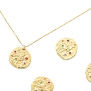 Dije Zodíaco Aquarius de latón con óxido de zirconio 15 mm dorado x1