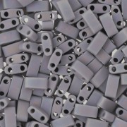 Miyuki Half Tila Beads 5x2.3x1.9mm HTL-498FR - Matte Opaque Gray AB x10g