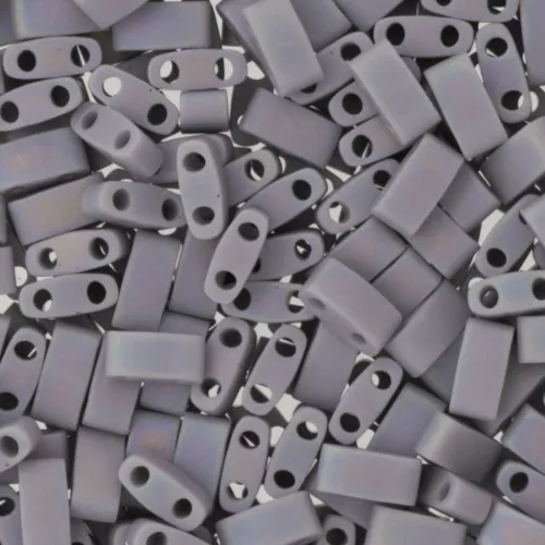 Miyuki Half Tila Beads 5x2.3x1.9mm HTL-498FR - Matte Opaque Gray AB x10g