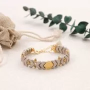 Cuentas de cristal Cheurón Beads 10x4 mm Gold Mat x30