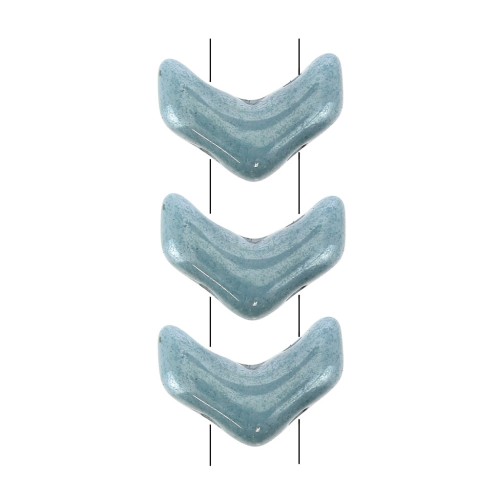 Cuentas de cristal Cheurón Beads 10x4 mm Opaque Blue Ceramic Look x30