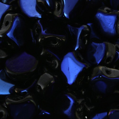 Cuentas de cristal Ginko Duo 2 agujeros 7.5x7.5 mm Jet Azuro x10g