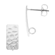 Pendientes rectangulares martilladas con anilla de latón 7x16mm Rodiado x2|raw }}