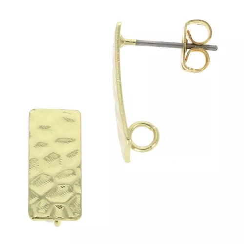 Pendientes rectangulares martilladas con anilla de latón 7x16mm Dorado