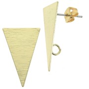 Pendientes triangular efecto a rayas con anilla de latón 13x23 mm Dorado x2|raw }}