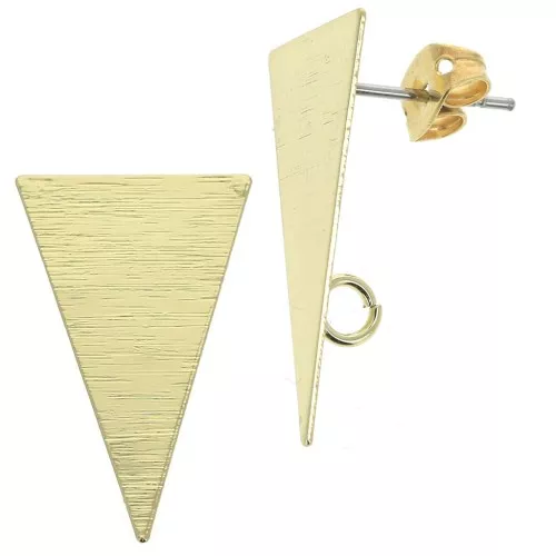 Pendientes triangular efecto a rayas con anilla de latón 13x23 mm Dorado x2