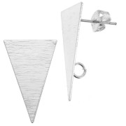 Pendientes triangular efecto a rayas con anilla de latón 13x23 mm Rodiado x2|raw }}