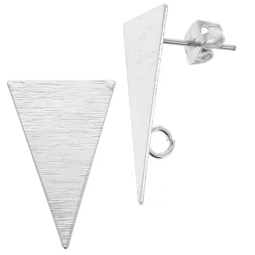 Pendientes triangular efecto a rayas con anilla de latón 13x23 mm Rodiado x2