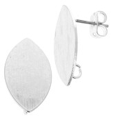 Pendientes ovaladas a rayas con anilla abierta de latón 11x20 mm Rodiado x2|raw }}