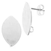 Pendientes ovaladas a rayas con anilla abierta de latón 11x20 mm Rodiado x2