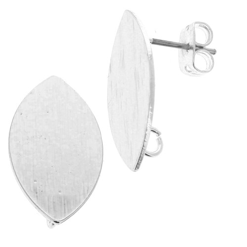 Pendientes ovaladas a rayas con anilla abierta de latón 11x20 mm Rodiado x2