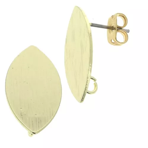 Pendientes ovaladas a rayas con anilla abierta de latón 11x20 mm Dorado x2