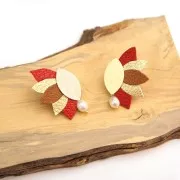 Pendientes ovaladas a rayas con anilla abierta de latón 11x20 mm Dorado x2