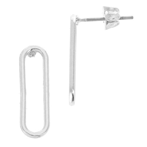 Pendientes design rectangulares a decorar de zamac 6x20 mm Rodiado x2