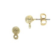 Pendientes bola martillada con anilla a decorar de zamac 4.5x7 mm Dorado x2