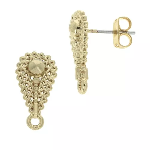 Pendientes gota trabajada con anilla a decorar de zamac 9x17 mm Dorado x2