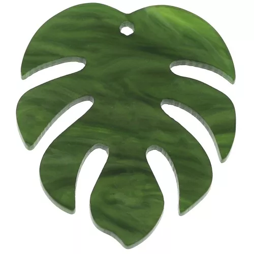 Colgante Tropical Hoja de Filodendro de plexiglás 30x35 mm - Verde x 1