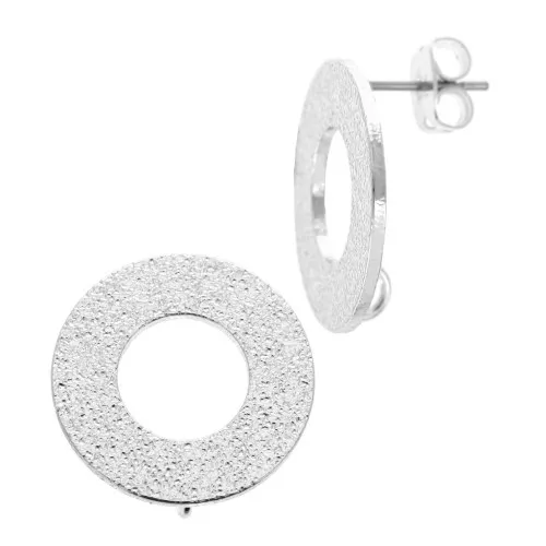 Pendientes design círculo con anilla a decorar de latón 16 mm Rodiado x2