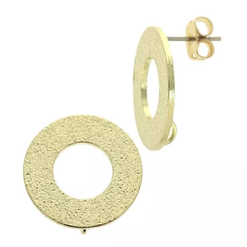 Pendientes design círculo con anilla a decorar de latón 16 mm Dorado x2