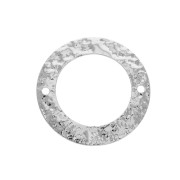 Anilla montaje y tejido martillado de latón 21mm 2 agujeros Rodiado brillante x1