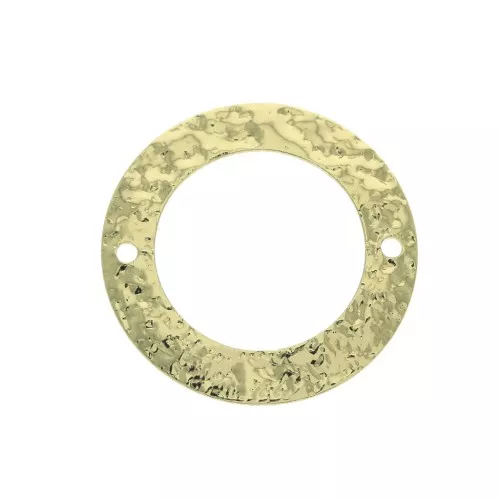 Anilla montaje y tejido martillado de latón 21mm 2 agujeros Dorado brillante x1