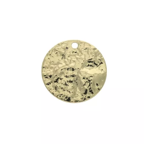 Dije redondo martillado para hacer piezas de Joyería y bisutería de latón 14 mm Dorado x1