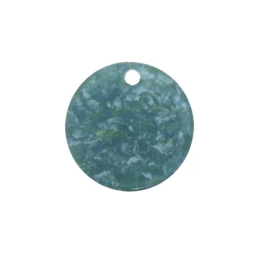 Dije redondo de plexiglás 19 mm Efecto De Caparazón De Tortuga azul x1