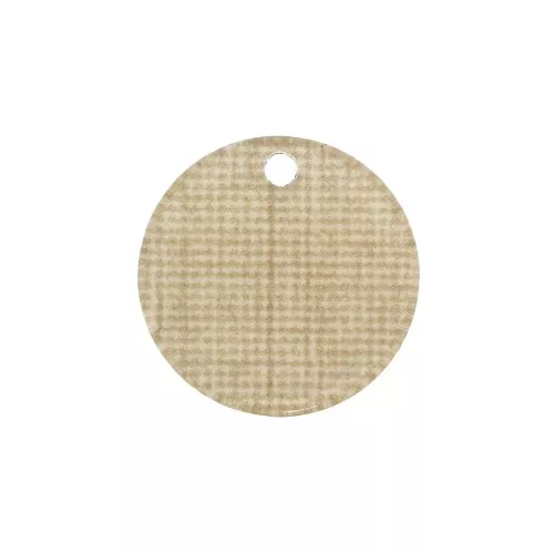 Dije redondo de plexiglás 19 mm efecto tela de yute beige x1