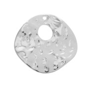 Dije redondo irregular martillado piezas de Joyería y bisutería 23mm Rodiado x1