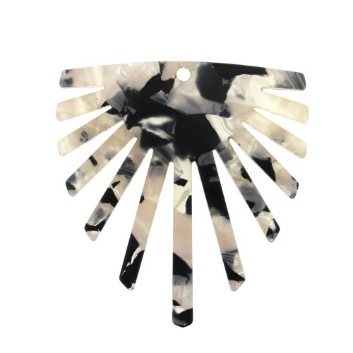 Colgante sol de plexiglás 50x47mm Efecto De Caparazón De Tortuga Beige/Negro x1