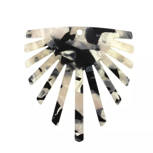 Colgante sol de plexiglás 50x47mm Efecto De Caparazón De Tortuga Beige/Negro x1