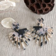 Colgante sol de plexiglás 50x47mm Efecto De Caparazón De Tortuga Beige/Negro x1