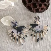 Colgante sol de plexiglás 50x47mm Efecto De Caparazón De Tortuga Beige/Negro x1