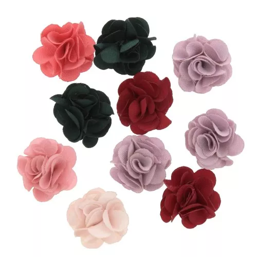 Surtidos de mini flores de tela para coser o para pegar - Multicolor x10