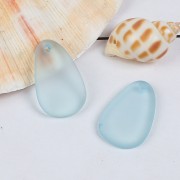 Dije gota de resina efecto de vidrio esmerilado 15x24.5 mm - Azul transparente x1