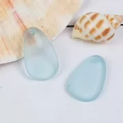 Dije gota de resina efecto de vidrio esmerilado 15x24.5 mm - Azul transparente x1