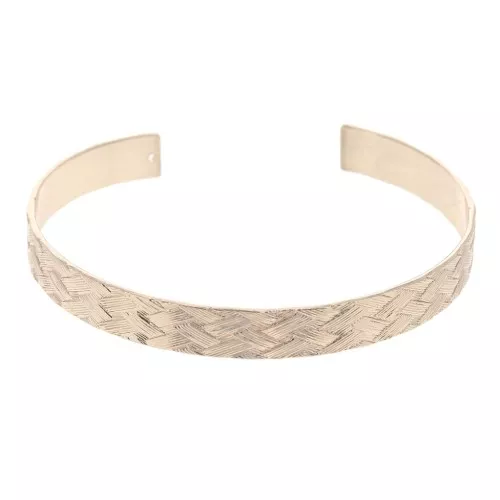 Pulsera jonc de latón efecto trenzado 1 agujero 7x159 mm - Dorado rosa x1
