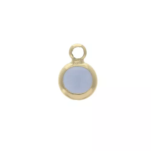 Mini dije redondo de vidrio facetado 6x9 mm con anilla - Dorado / Opaque Azul x1