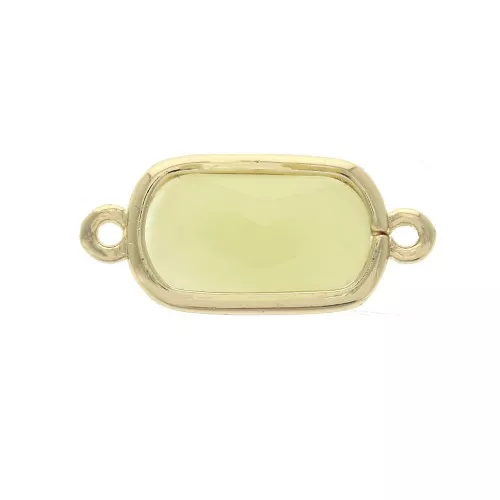 Entrepieza 2 anillas cristal facetada rectangular 18x8 mm Dorado/Opaco amarillo x1