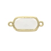 Entrepieza 2 anillas cristal facetada rectangular 18x8 mm Dorado/Opaco Marfil x1|raw }}