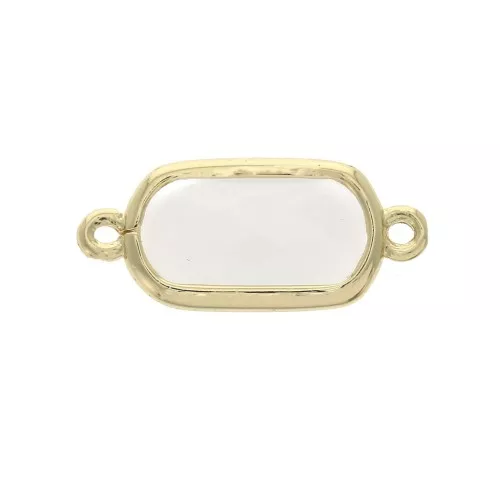 Entrepieza 2 anillas cristal facetada rectangular 18x8 mm Dorado/Opaco Marfil x1