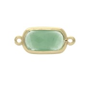 Entrepieza 2 anillas cristal facetada rectangular 18x8 mm Dorado/Opaco Verde x1|raw }}