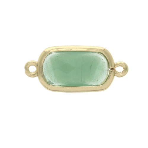 Entrepieza 2 anillas cristal facetada rectangular 18x8 mm Dorado/Opaco Verde x1